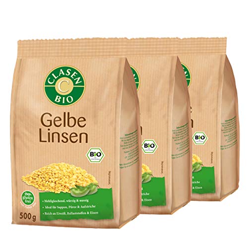 3x CLASEN BIO Gelbe Linsen - 500g von Clasen Bio