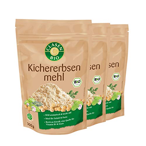 3x CLASEN BIO Kichererbsenmehl, aus Kichererbsen, von Natur aus glutenfei und vegan - 300 g von Clasen Bio