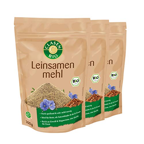 3x CLASEN BIO Leinsamenmehl, low carb, glutenfrei und vegan - 300 g von Clasen Bio