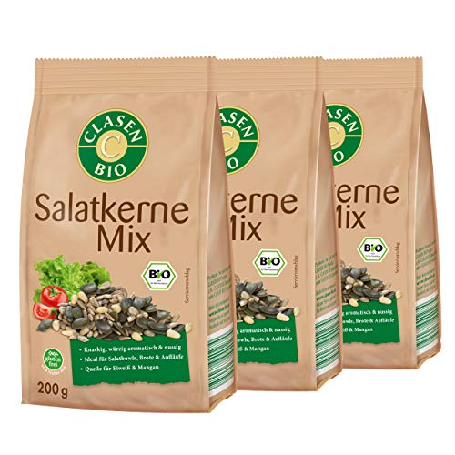 3x CLASEN BIO Salatkerne Mix - von Natur aus vegan und glutenfrei, biologischer Anbau - 200 g von Clasen Bio