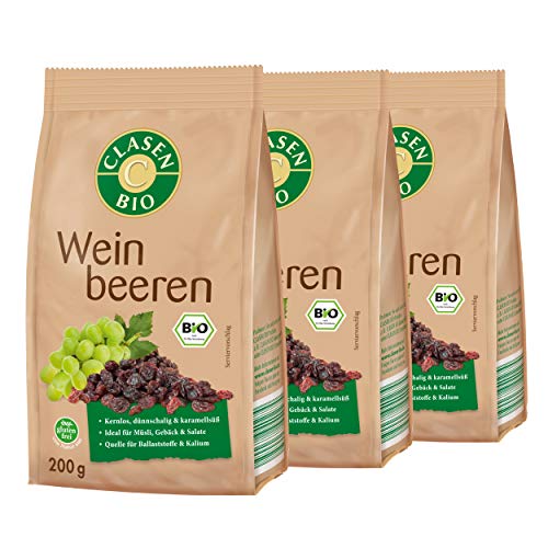 3x CLASEN BIO Weinbeeren, sonnengetrocknet - 200 g von Clasen Bio