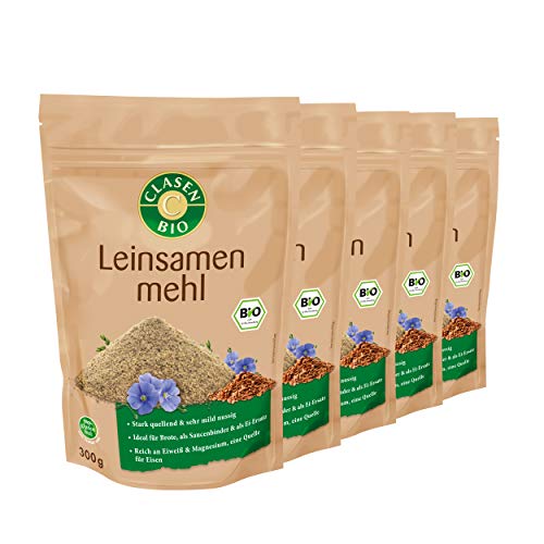 5x CLASEN BIO Leinsamenmehl, low carb, glutenfrei und vegan - 300 g von Clasen Bio