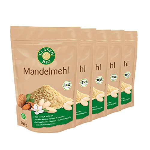 5x CLASEN BIO Mandelmehl, fein gemahlen, glutenfrei, ideal zum Backen - 300 g von Clasen Bio