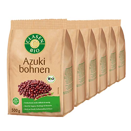 6x CLASEN BIO Azukibohnen, getrocknet, festkochend, vegan und glutenfrei - 500 g von Clasen Bio