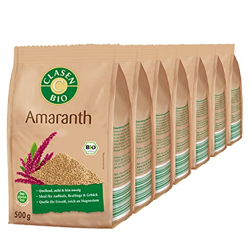 7x CLASEN BIO Amaranth, Eiweißquelle, Ideal für Aufläufe und Bratlinge, reich an Magnesium und Phosphor - 500 g von Clasen Bio