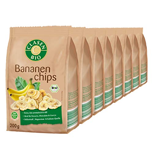 8x CLASEN BIO Bananenchips mit Honig gesüßt, knusprig und glutenfrei - 200g von Clasen Bio