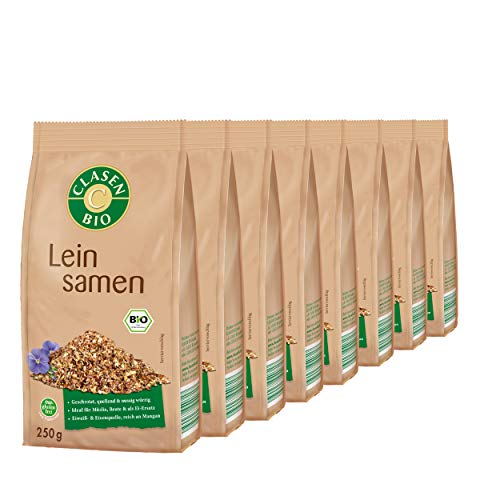 8x CLASEN BIO Leinsamen geschrotet, biologisch, glutenfrei und vegan - 250 g von Clasen Bio