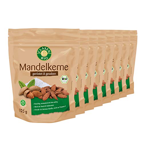 8x CLASEN BIO Mandelkerne geröstet und gesalzen - 125g von Clasen Bio