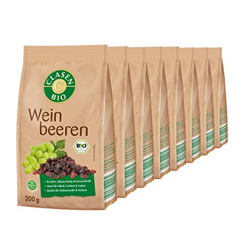 8x CLASEN BIO Weinbeeren, sonnengetrocknet - 200 g von Clasen Bio