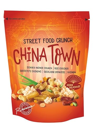 Street Food Crunch - China Town Knabbermix Set exotisch & orientalisch 5x200g - Knabbermischung mit Schoko-Ingwer-Crunch, Reis Cracker, geröstete Cashews – Süß, scharf & salzig – Snack-Mix China style von Clasen Bio