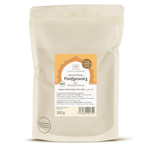 Bio Classic Ayurveda - Fünfgewürz Gewürzmischung - 300 g - Erlebe die Vielfalt Indiens mit Panch Phoron, ideal für Dal und Currys von Classic Ayurveda