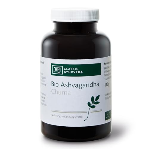 Classic Ayurveda - Bio Ashvagandha Churna Pulver - 100 g - Original indische Schlafbeere - hochdosiert, natürlich und laborgeprüft von Classic Ayurveda