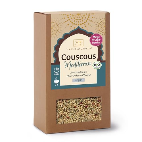 Classic Ayurveda – Bio Ayurvedischer Couscous Mediterran – 240 g – Fertigmischung aus Vollkorn-Hartweizengrieß mit mediterranen Kräutern und Cranberries, perfekt für Salate und Gemüsegerichte von Classic Ayurveda