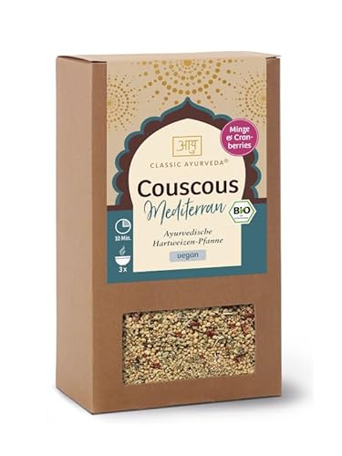 Classic Ayurveda – Bio Ayurvedischer Couscous Mediterran – 240 g – Fertigmischung aus Vollkorn-Hartweizengrieß mit mediterranen Kräutern und Cranberries, perfekt für Salate und Gemüsegerichte von Classic Ayurveda