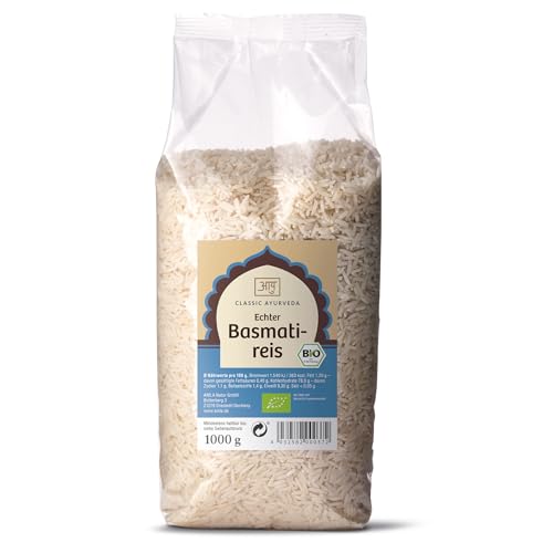 Classic Ayurveda - Bio Basmati-Reis - 1 kg - Echter Bio-Basmati-Reis aus Nordindien, angebaut am Fuße des Himalaya, aromatisch und nahrhaft von Classic Ayurveda