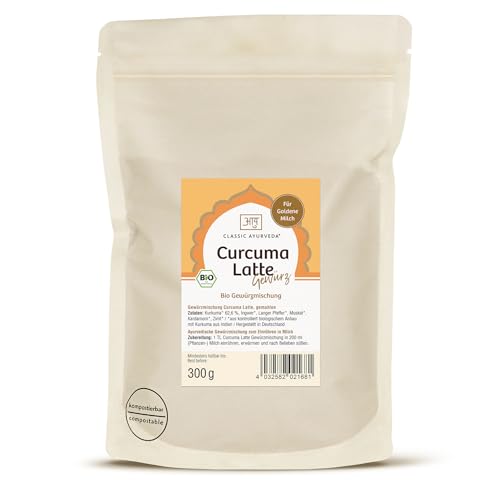 Classic Ayurveda - Bio Curcuma Latte Gewürz - 300 g - Süßlich-würzig für ayurvedische Goldene Milch. von Classic Ayurveda