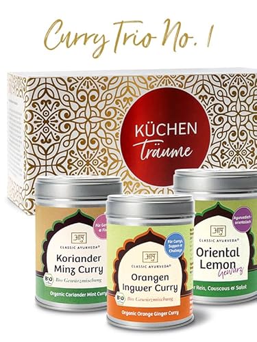 Classic Ayurveda - Bio Curry Trio No. 1 - 3 x 50 g - Exquisite Auswahl für ayurvedischen Curry-Kreationenn von Classic Ayurveda