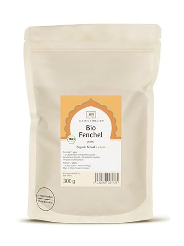 Classic Ayurveda - Bio Fenchel ganz - 500 g - Süßlich-herbes Aroma, perfekt für Hülsenfrüchte, Tees und Salatmarinaden von Classic Ayurveda