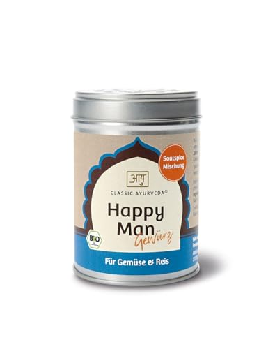 Classic Ayurveda - Bio Happy Man Gewürzmischung - 80 g - Gute-Laune-Mischung für leckere Gemüse- und Reisgerichte von Classic Ayurveda