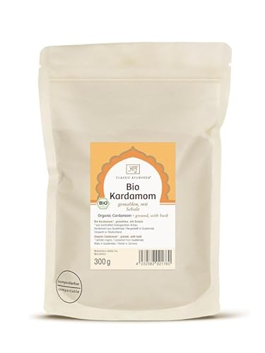 Classic Ayurveda - Bio Kardamom gemahlen mit Schale - 300 g - Erlesenes Gewürz für Küche und Patisserie von Classic Ayurveda