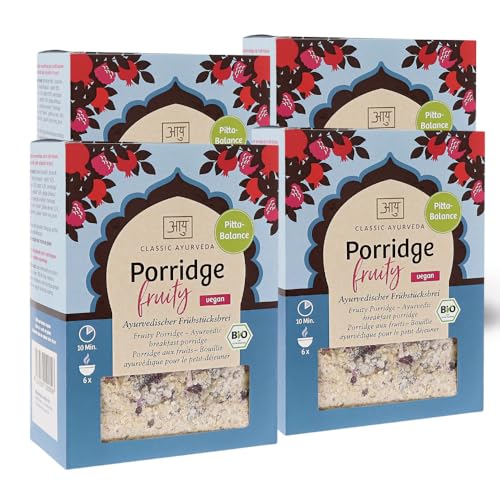 Classic Ayurveda Bio Porridge Fruchtig | Pitta Balance | Vegan | 30% Früchte | Ayurvedisch | 4 x 480 g von Classic Ayurveda