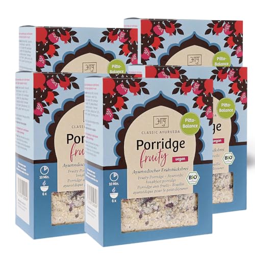 Classic Ayurveda Bio Porridge Fruchtig | Pitta Balance | Vegan | 30% Früchte | Ayurvedisch | 5 x 480 g von Classic Ayurveda