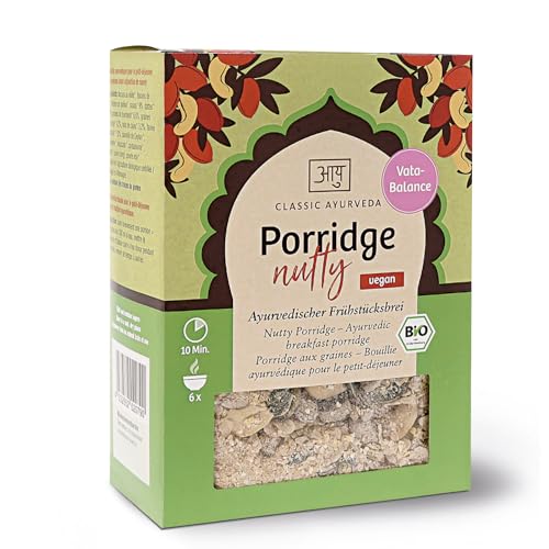 Classic Ayurveda - Bio Porridge nutty, Vata - 480 g - Leichter, wohlig-wärmender Morgenbrei mit zarten Flocken und wertvollen Nüssen von Classic Ayurveda