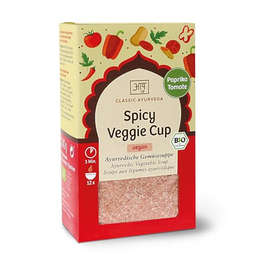 Classic Ayurveda - Bio Spicy Veggie Cup - 240 g - Ayurvedische Gemüsesuppe Paprika-Tomate, natürliche Zutaten von Classic Ayurveda