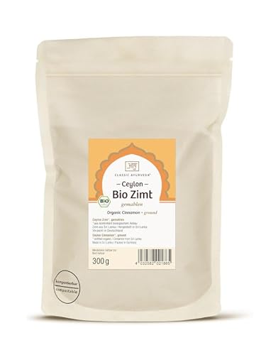 Classic Ayurveda - Bio Ceylon Zimt gemahlen - 300 g - Perfekt für Süßspeisen, entfaltet sein volles Aroma von Classic Ayurveda