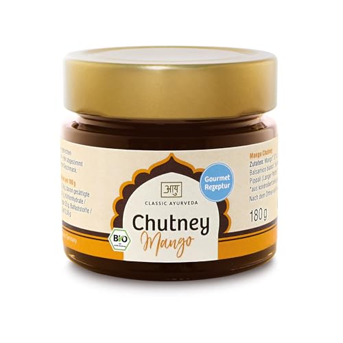 Classic Ayurveda - Bio Chutney Mango - 180 g - Frisch, fruchtig, aus feinsten Bio-Zutaten, ideal für Reis-, Gemüse- und Currygerichte von Classic Ayurveda