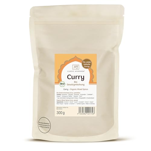 Classic Ayurveda - Bio Curry Gewürzmischung - 300 g - Sanft und aromatisch für die authentische ayurvedisch-indische Küche von Classic Ayurveda