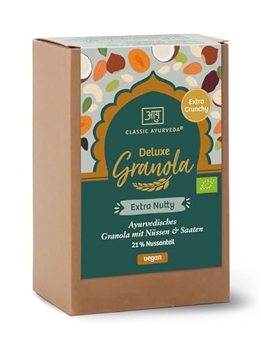 Classic Ayurveda – Bio Deluxe Granola Extra Nutty – 320 g – Ayurvedisches Granola mit Nüssen & Saaten und 21% Nussanteil von Classic Ayurveda