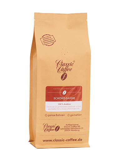 Aromatisierter Kaffee - Schoko-Sahne - 1000g - Ganze Bohne von Classic Caffee