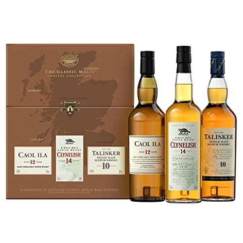 Classic Malts Coastal Collection, Single Malt Whisky Pack mit Talisker 10 Jahre, Caol Ila 12 Jahre, Clynelish 14 Jahre (3 x 0.2 L) von Classic Malts