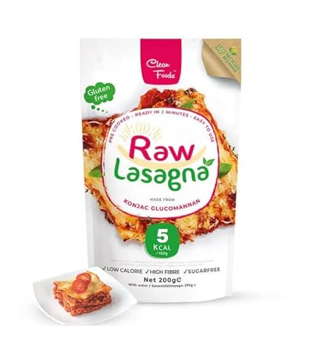 1 x CleanFoods 5 Kalorien Konjak Nudeln l Lasagne Nudeln 200g Packung I Konjac Shirataki I vegan glutenfrei fettfrei zuckerfrei I in 2 Minuten fertig von Clean Foods