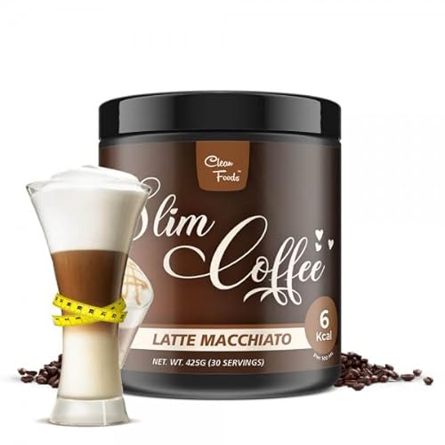 CleanFoods 13 Kalorien Coffee Latte Macchiato 425g I Arabica Kaffee mit 22 Vitaminen und Mineralen I 13 Kalorien je Tasse Latte Macchiato I Konjak/Konjac Glucomannan von Clean Foods