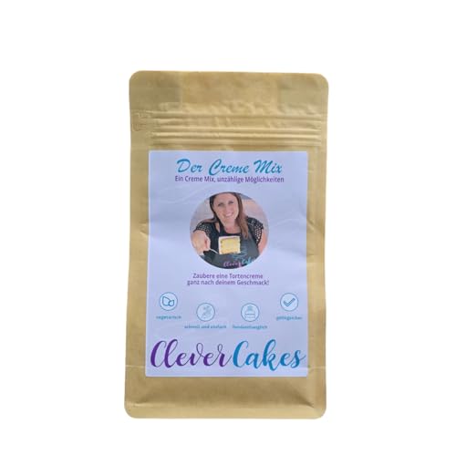 Clever Cakes Creme Mix - fondanttaugliche Creme, ideal für Fondanttorten, Motivtorten und Cupcakes, 200g Beutel - einfach und gelingsicher (1er Pack) von Clever Cakes