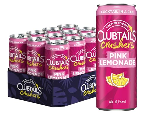 Clubtails | Pink Lemonade | Cocktail in der Dose | Erfrischend mit einem Hauch von Kohlensäure | Fertig gemischt - Ready to drink | Alkoholhaltig (Alk. 10,1% Vol) | 12 x 250 ml Dose von Clubtails