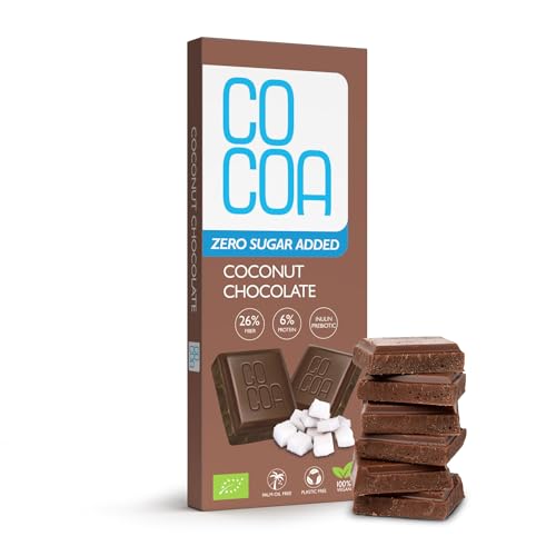 Bio-Kokosschokolade 40g/ZERO SUGAR, Low-Carb-Snack mit Inulin-Probiotikum, Schokolade geeignet für eine KETO-Diät mit niedrigem Kohlenhydratgehalt, Low-Carb-Snack von Co coa