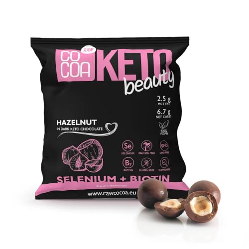 CO COA Haselnüsse in Keto-Beauty-Schokolade - Zuckerfreie Süßigkeiten mit MCT Öl, Schokolade ohne Zucker, Low Carb Snack für ketogene Ernährung, ohne Geschmackszusätze von Co coa