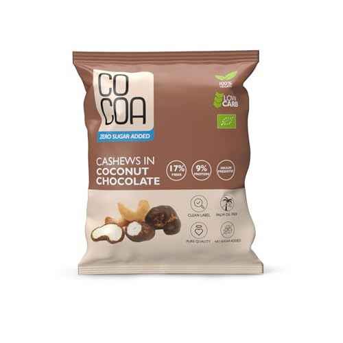 CO COA Cashewnüsse Low Carb Kokosschokolade BIO BOX 70g - Zuckerfreie Süssigkeiten & Heiße Schokolade - Vegane, zuckerfreie Schokolade ohne GMO, Palmöl & künstliche Konservierungsstoffe von Co coa