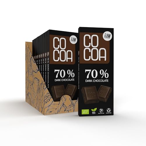 Dunkle Schokolade 70% BIO BOX 10x40 g (400 g), ohne weißen raffinierten Zucker, ROH-Schokolade aus ungerösteten Kakaobohnen, klassische dunkle Schokolade 70% Kakao von Co coa