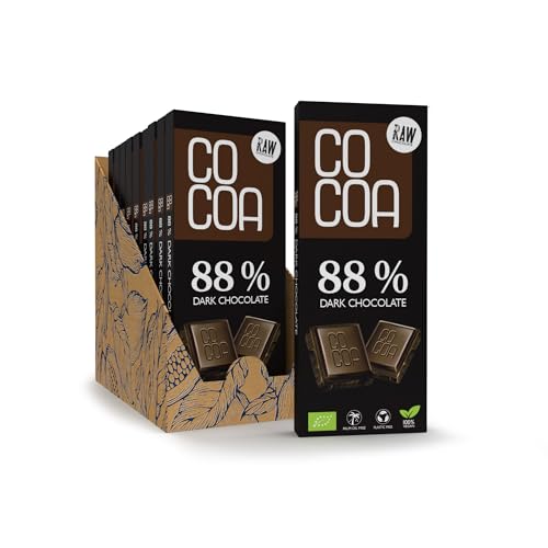 CO COA Dunkle Schokolade 88% - Zartbitter Schokolade BIO, RAW aus ungerösteten Kakaobohnen, ohne raffinierten Zucker, vegan, mit Kokosblütennektar, reine dunkle Dark Chocolate für vollen Genuss von Co coa