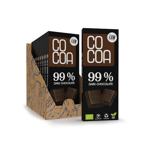 Dunkle Schokolade 99% BIO BOX 10x40g (400g), ohne weißen, raffinierten Zucker, RAW Schokolade aus ungerösteten Kakaobohnen, klassische dunkle Schokolade. von Co coa