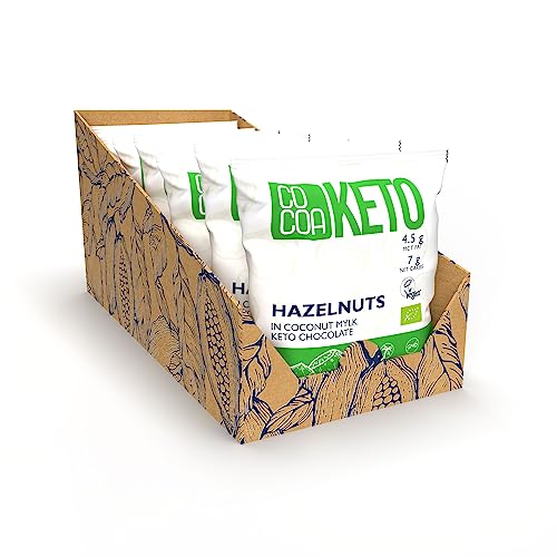 CO COA Haselnüsse in Keto-Kokos-Schokolade BIO BOX 7x70g (490g) - Zuckerfreie Süssigkeiten mit MCT Öl, Low-Carb-Snack, Zuckerfreie Schokolade, Vegan geeignet, Ketogene Ernährung, Laktosefrei von Co coa