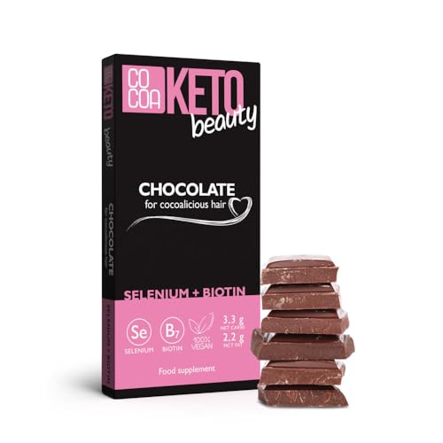 Keto Beauty Schokolade 40g, enthält Biotin und Selen, kohlenhydratarmer Snack mit MCT-Öl, ohne Zuckerzusatz, nur 3,3g Kohlenhydrate, perfekt für eine ketogene Ernährung von Co coa