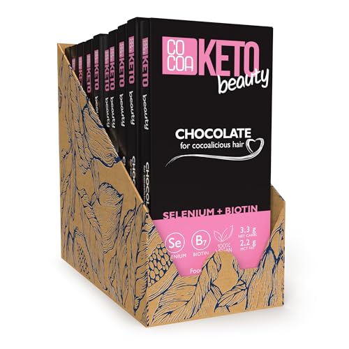 Keto Beauty Schokolade BOX 10x40g (400g), enthält Biotin und Selen, kohlenhydratarmer Snack mit MCT-Öl, ohne Zuckerzusatz, nur 3,3g Kohlenhydrate, perfekt für eine ketogene Ernährung. von Co coa