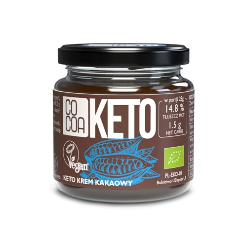 Keto Bio-Schokoladencreme 200g, nur 1,5g Kohlenhydrate pro Portion, Low-Carb-Snack mit MCT-Öl, KETO-Snack in Schokolade, perfekt für eine ketogene und kohlenhydratarme Ernährung von Co coa