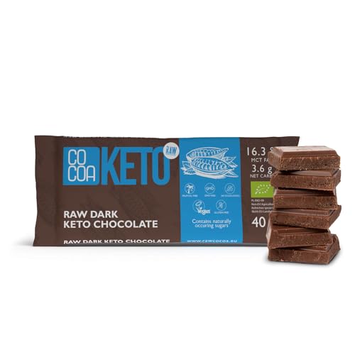 Keto Bio-Zartbitterschokolade 40g, 0% Zuckerzusatz, kohlenhydratarmer Snack mit MCT-Öl, perfekt für eine kohlenhydratarme und ketogene Ernährung von Co coa