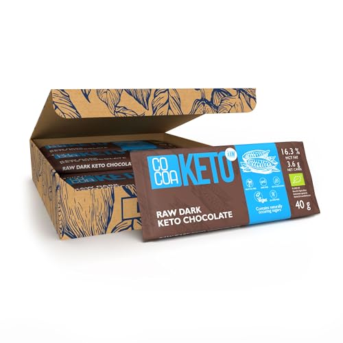 Keto dunkle Schokolade BIO BOX 12x40g (480g), 0% Zuckerzusatz, Low Carb Snack mit MCT-Öl, perfekt für eine kohlenhydratarme und ketogene Ernährung von Co coa